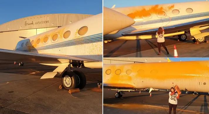 Klimatske aktivistkinje bojom isprskale avion Tejlor Svift