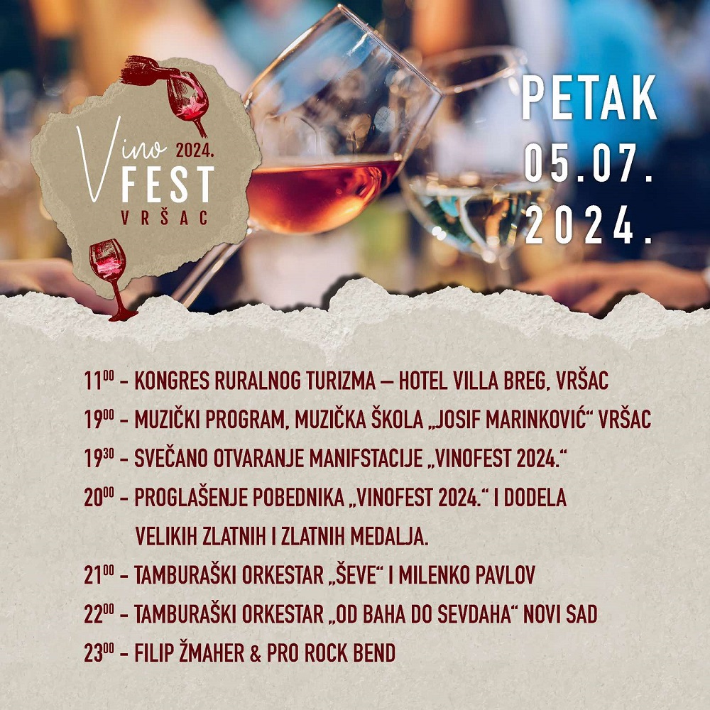 U petak se u Vršcu otvara festival vinske kulture "Vinofest 2024"